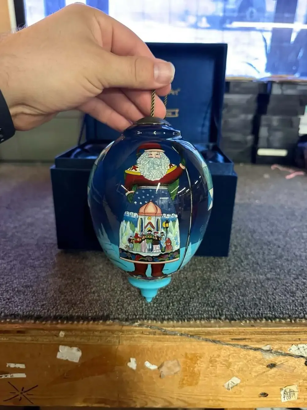 Ne'Qwa Art Limited Edition Santa Carol Hand-Painted Blown Glass Teardrop Ornamen